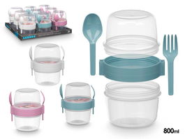 Leknes Recipiente Plástico para Cubiertos 800 ml - Colores Surtidos (Blanco, Transparente, Rosa, Turquesa) - 12.5 x 13.8 x 10.2 cm (Set de 18)