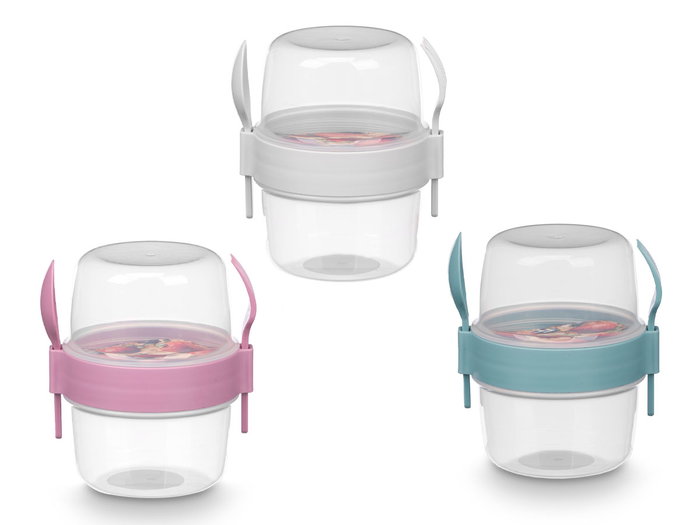 Leknes Recipiente Plástico para Cubiertos 800 ml - Colores Surtidos (Blanco, Transparente, Rosa, Turquesa) - 12.5 x 13.8 x 10.2 cm (Set de 18)