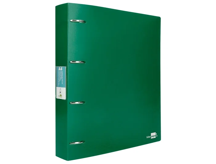 Liderpapel Carpeta 4 Anillas 40 mm Polipropileno DIN A4 Verde Translucido