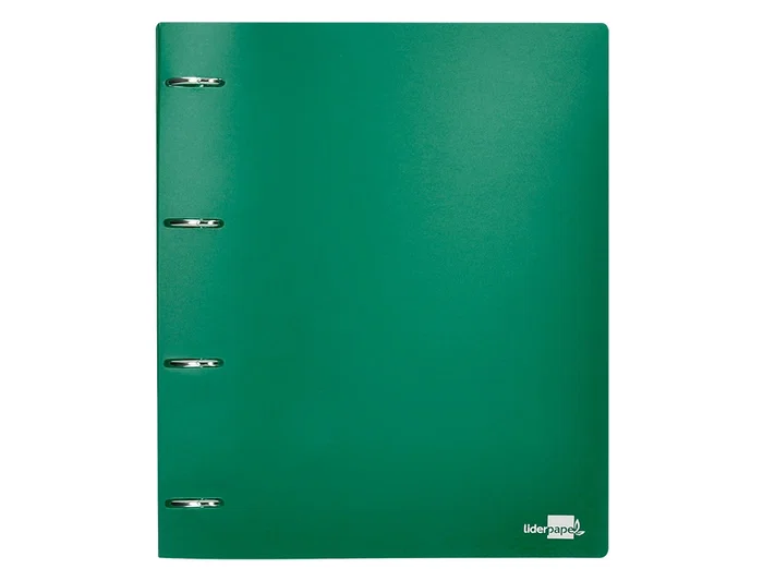 Liderpapel Carpeta 4 Anillas 40 mm Polipropileno DIN A4 Verde Translucido