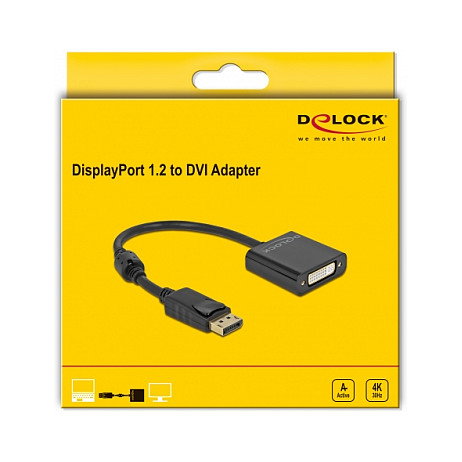 DeLOCK Adaptador DisplayPort 1.2 macho a DVI hembra 4K activo negro DeLOCK Adaptador DisplayPort 1.2 macho a DVI hembra 4K activo negro