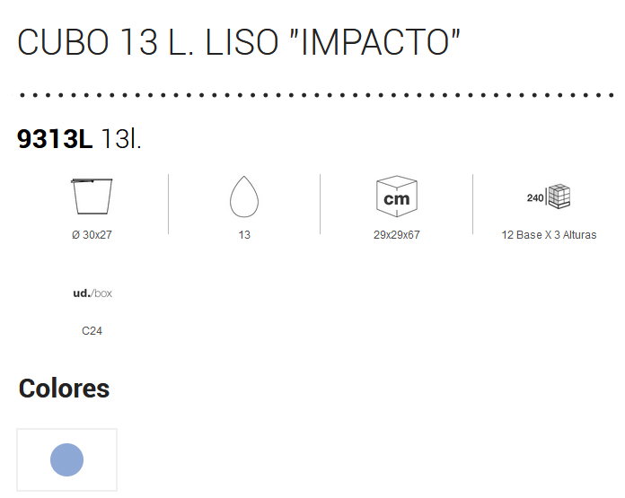 Plastiken Cubo con Pico Liso Impacto 9313L de 12 L