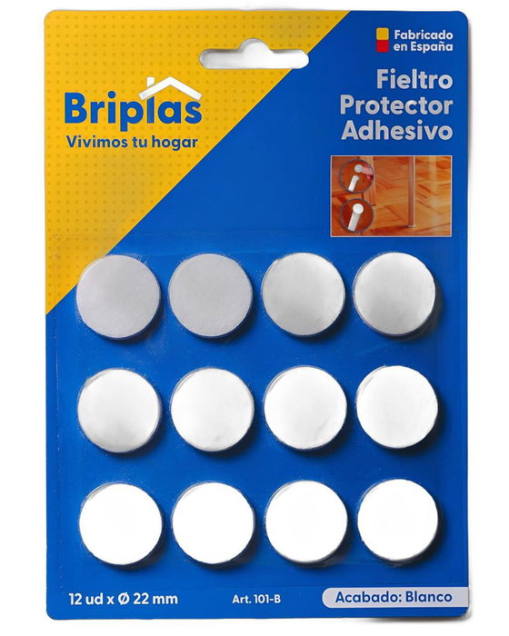 BRIPLAS Fieltro Adhesivo Redondo 22 mm Blanco (12 Unidades) BRIPLAS Fieltro Adhesivo Redondo 22 mm Blanco (12 Unidades)