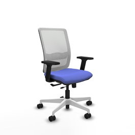 PIQUERAS Y CRESPO Silla de oficina Haches con mecanismo Sincro/Traslack, Azul claro y Blanco