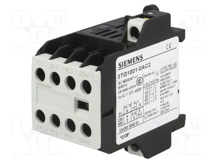 SIEMENS 3TG1001-0AC2 Contactor 4-polar 24VAC 8,4A SIEMENS 3TG1001-0AC2 Contactor 4-polar 24VAC 8,4A