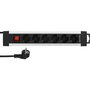 Rev Regleta Supraline de 6 tomas con interruptor, 2,4m, plata