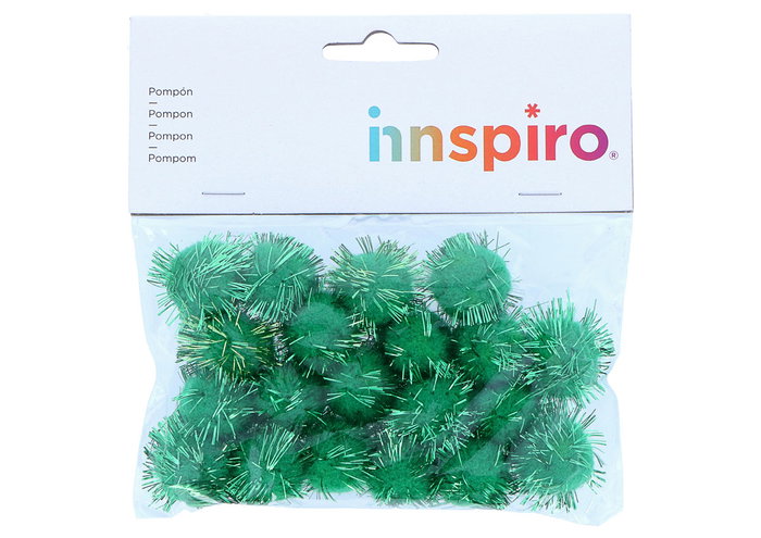 Innspiro Pompones Brillantes Verde 25mm 20u.