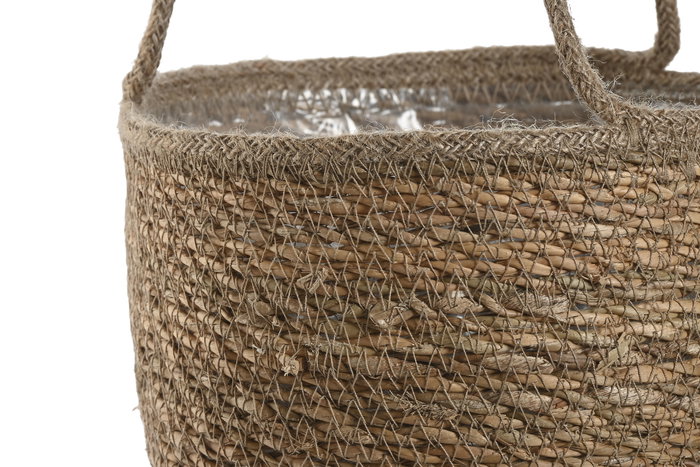 DKD Home Decor Macetero Balines Set de 3 (2 Unidades) Seagrass Plástico Natural 23 x 88 x 23 cm