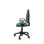 Silla de oficina Algarra con mecanismo Contacto permanente básico tapizada con Tela color Verde esmeralda. Equipada con Base poliamida negra, Brazos fijos y Ruedas de parqué