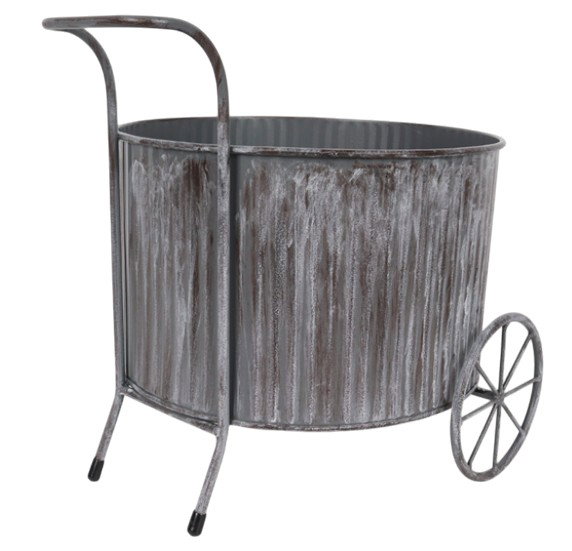 DKD Home Decor Macetero de Metal con Carro Gris Oscuro 26x30x28 cm DKD Home Decor Macetero de Metal con Carro Gris Oscuro 26x30x28 cm