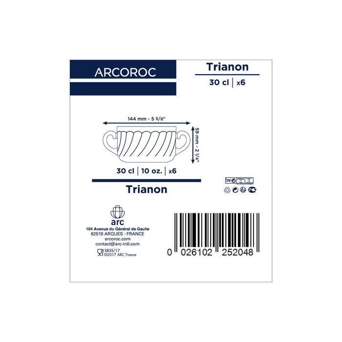 Arcoroc Bol Consomé Opal Trianon Blanco 30 cL