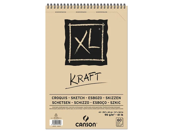 Bloc De Dibujo Canson Xl Kraft Con Espiral Papel Verjurado A3 90G 60H Bloc De Dibujo Canson Xl Kraft Con Espiral Papel Verjurado A3 90G 60H
