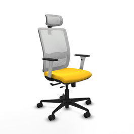 PIQUERAS Y CRESPO Silla de oficina Haches con mecanismo Sincro/Traslack, Amarillo y Blanco
