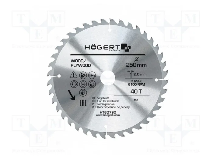 HÖGERT TECHNIK Sierra circular de 250 mm con 40 dientes HÖGERT TECHNIK Sierra circular de 250 mm con 40 dientes