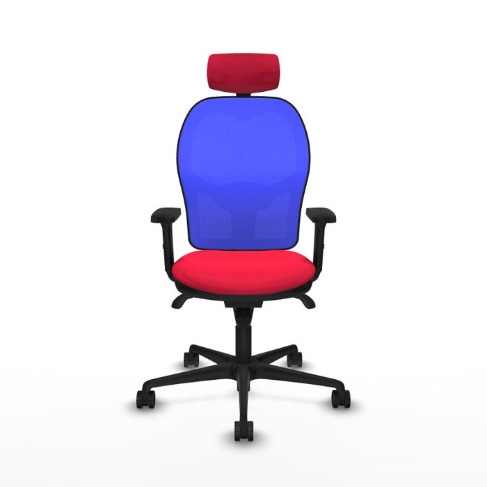 PIQUERAS Y CRESPO Silla de oficina Jorquera con mecanismo Sincro, tela roja y malla azul PIQUERAS Y CRESPO Silla de oficina Jorquera con mecanismo Sincro, tela roja y malla azul