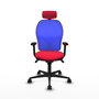PIQUERAS Y CRESPO Silla de oficina Jorquera con mecanismo Sincro, tela roja y malla azul