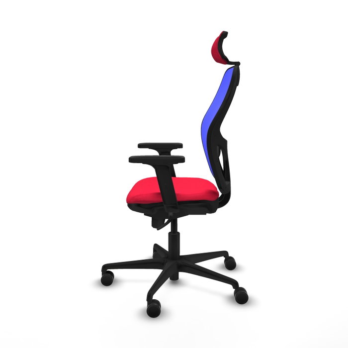 PIQUERAS Y CRESPO Silla de oficina Jorquera con mecanismo Sincro, tela roja y malla azul PIQUERAS Y CRESPO Silla de oficina Jorquera con mecanismo Sincro, tela roja y malla azul