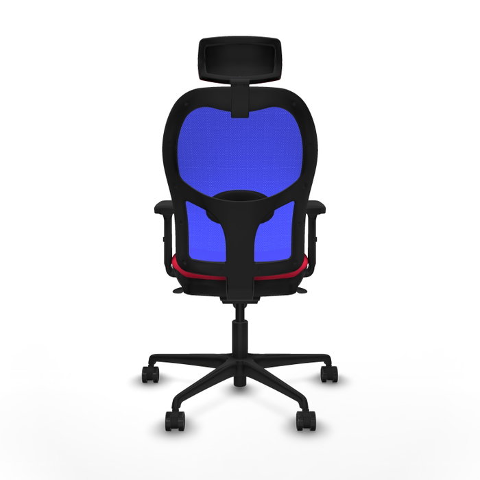 PIQUERAS Y CRESPO Silla de oficina Jorquera con mecanismo Sincro, tela roja y malla azul PIQUERAS Y CRESPO Silla de oficina Jorquera con mecanismo Sincro, tela roja y malla azul