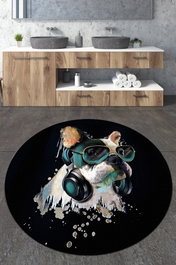 Mijölnir Dog Circle Djt 140 Alfombrilla de Baño Redonda de Poliéster Antibacteriana Antideslizante Lavable 140 cm
