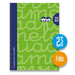 Lamela Bloc Tapa Forrada Fº 80H Cuadrovia 2,5 Mm Verde (Set de 5)