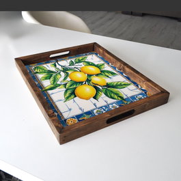Aberto Design REF044 Bandeja de Madera Maciza 48 x 38 x 4 cm Elegante para Decoración del Hogar
