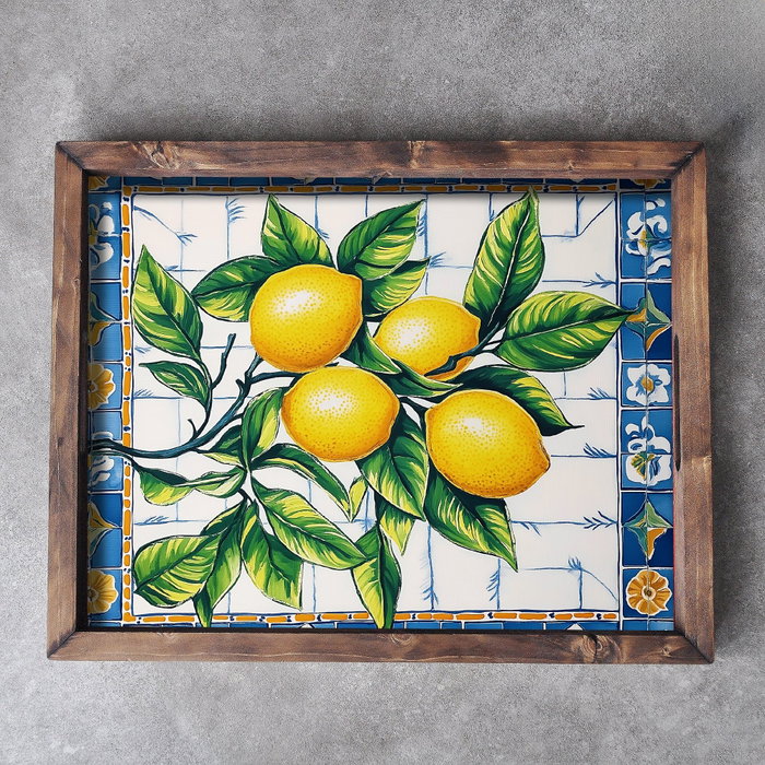 Aberto Design REF044 Bandeja de Madera Maciza 48 x 38 x 4 cm Elegante para Decoración del Hogar