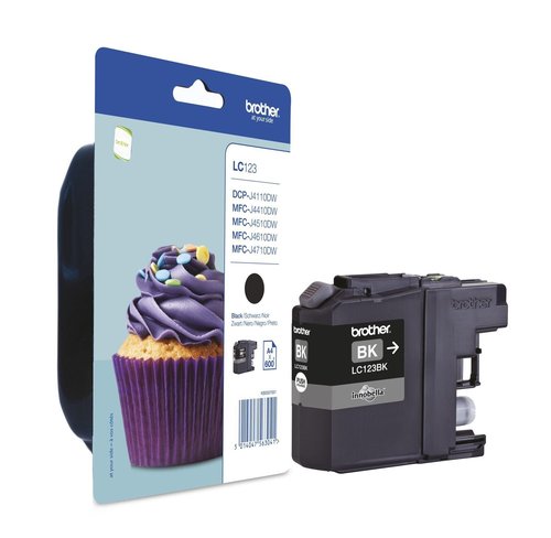 Brother Cartucho de Tinta LC123BKBP Negro (600 Páginas) Brother Cartucho de Tinta LC123BKBP Negro (600 Páginas)