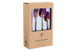 DKD Home Decor Juego de Cubertería Modern Mision 24 Piezas Inox Multicolor