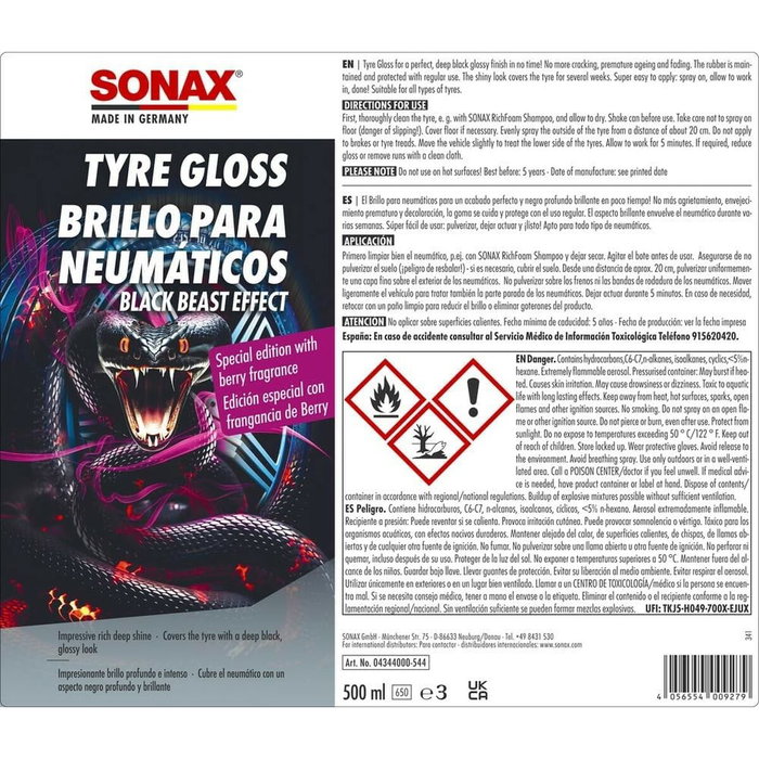 Sonax Brillo para Neumáticos Gel con Acabado Negro Brillante