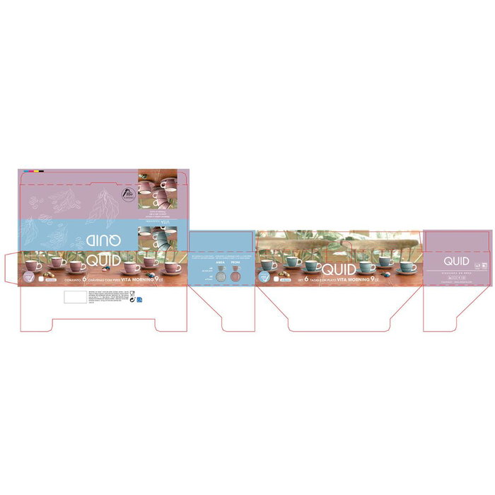 Set de 6 Tazas con Platillo Cerámica Vita Morning Quid 9 cL