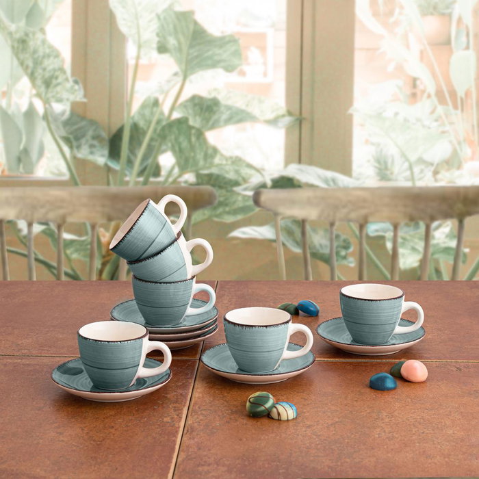 Set de 6 Tazas con Platillo Cerámica Vita Morning Quid 9 cL