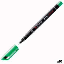 Stabilo Marcador Permanente OHPen Universal Verde Punta Media 1.0 mm (Set de 10)