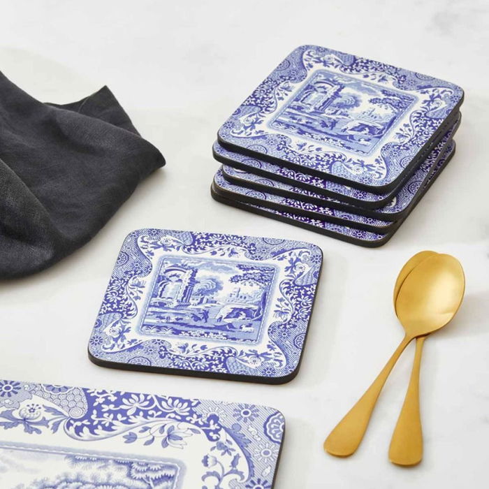 Spode Set 6 Posavasos Blue Italian de Corcho 10.5x10.5 cm