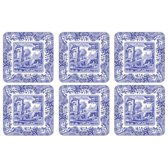 Spode Set 6 Posavasos Blue Italian de Corcho 10.5x10.5 cm
