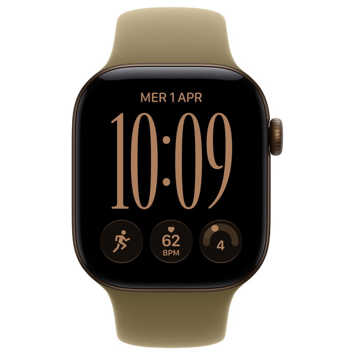 Apple Watch Series 12 GPS + Cellular 42mm Aluminio Dunkelbronze con Sport Band Oliva S/M