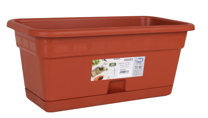 Dem Jardinera Con Plato 40 x 20 cm "Squares" (12 Unidades)