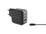 Conceptronic Althea17B Cargador de Pared 67W 3 Puertos (2x USB-C PD 3.0, 1x USB-A QC 3.0) con PPS y Enchufe EU - Negro