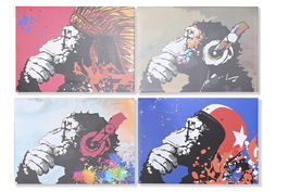 DKD Home Decor Cuadro Multicolor Lienzo MDF 70 x 50 x 1.8 cm (4 Unidades)