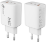 Leotec Cargador de Pared GaN 65W Ultra Slim 2xUSB-C PD + 1xUSB-A Blanco
