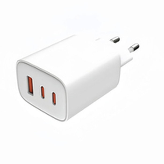 Leotec Cargador de Pared GaN 65W Ultra Slim 2xUSB-C PD + 1xUSB-A Blanco