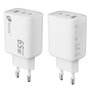 Leotec Cargador de Pared GaN 65W Ultra Slim 2xUSB-C PD + 1xUSB-A Blanco