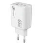 Leotec Cargador de Pared GaN 65W Ultra Slim 2xUSB-C PD + 1xUSB-A Blanco