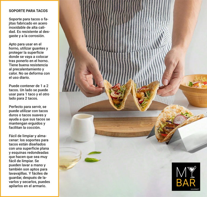 Inde Soporte Para 2 Tacos My Bar 10 cm Ancho x 5 cm Alto x 15 cm Largo (24 Unidades)