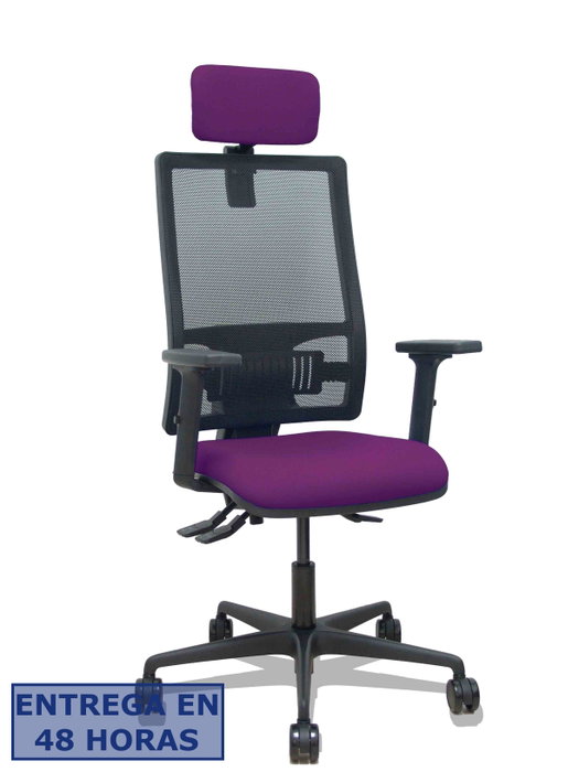 PIQUERAS Y CRESPO Silla Bormate con Mecanismo Asincro, Asiento Morado y Respaldo de Malla Negro PIQUERAS Y CRESPO Silla Bormate con Mecanismo Asincro, Asiento Morado y Respaldo de Malla Negro
