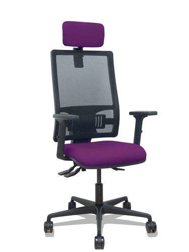 PIQUERAS Y CRESPO Silla Bormate con Mecanismo Asincro, Asiento Morado y Respaldo de Malla Negro PIQUERAS Y CRESPO Silla Bormate con Mecanismo Asincro, Asiento Morado y Respaldo de Malla Negro
