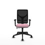 Silla de oficina Motilla con mecanismo Sincro/Traslack tapizada con Tela color Rosa y malla color Negro. Equipada con lumbar 1D, Brazos 1D y Ruedas 65mm nailon