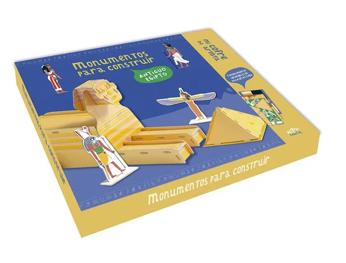 Auzou Juego didáctico de monumentos del Antiguo Egipto para construir, 5 maquetas 3D de cartón grueso sin pegamento ni tijeras, recomendado a partir de 7 años