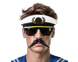 Gafas de Disfraz de Capitán Marino con Visera y Bigote