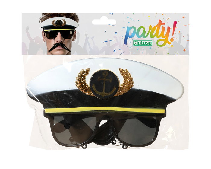 Gafas de Disfraz de Capitán Marino con Visera y Bigote