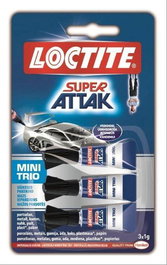 Loctite Super Attak Adhesivo Instantáneo 3g Mini Trio - Pack de 12 unidades (3x1g por unidad) (Set de 12)
